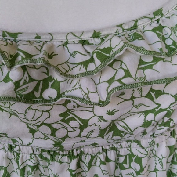 Ann Taylor Loft Floral Tiered Ruffle Empire Waist Sundress S Green White Pattern - Picture 5 of 16